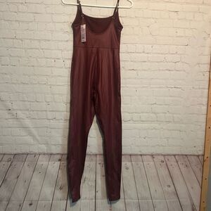 Wild Fable Women's Faux Leather Jumpsuit, Size XS, Burgundy